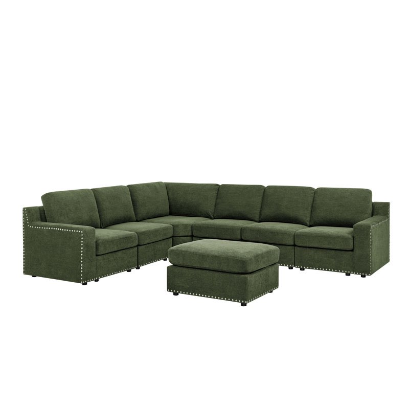 (Incomplete ottoman only) Calianna 8 piece Upholstered sectional 