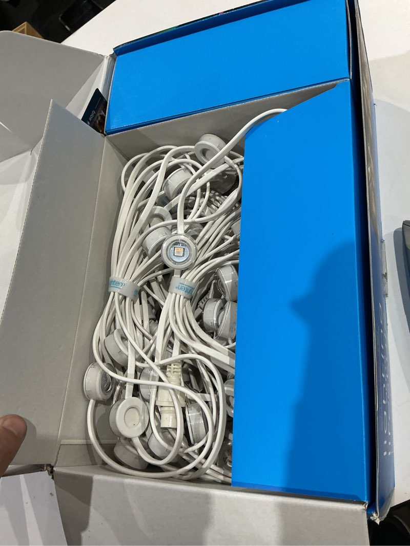 Condition photo showing New/Like New for enbrighten vibe eternity permanent outdoor lights for house, 100 feet, 72 rgbwic leds, close spacing, 33lm, color changing, christmas, eave lighting, smart app, works with alexa, google home, 81103