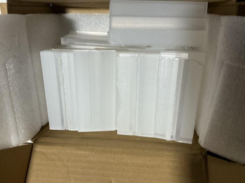 Condition photo showing Good Condition for acrylic sign holder 4x6, 15 pack clear double sided menu vertical display stand, desktop paper holder suitable for restaurants, office, store, show fair vertical 15 pack 4x6