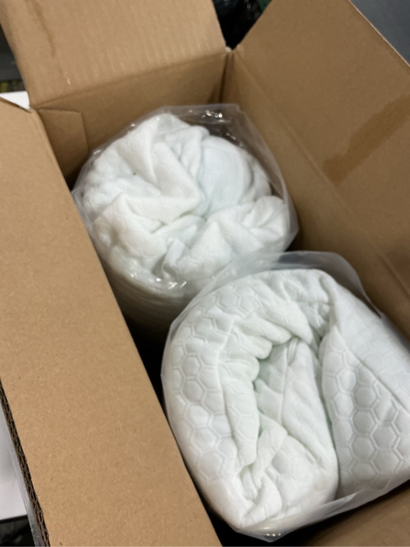 Condition photo showing New/Like New for dumos memory foam pillows for sleeping 2 pack, bed pillows for adults with washable cover and breathable mesh, gel cooling pillow for back and side sleeper support, white standard size 2 pack white 2