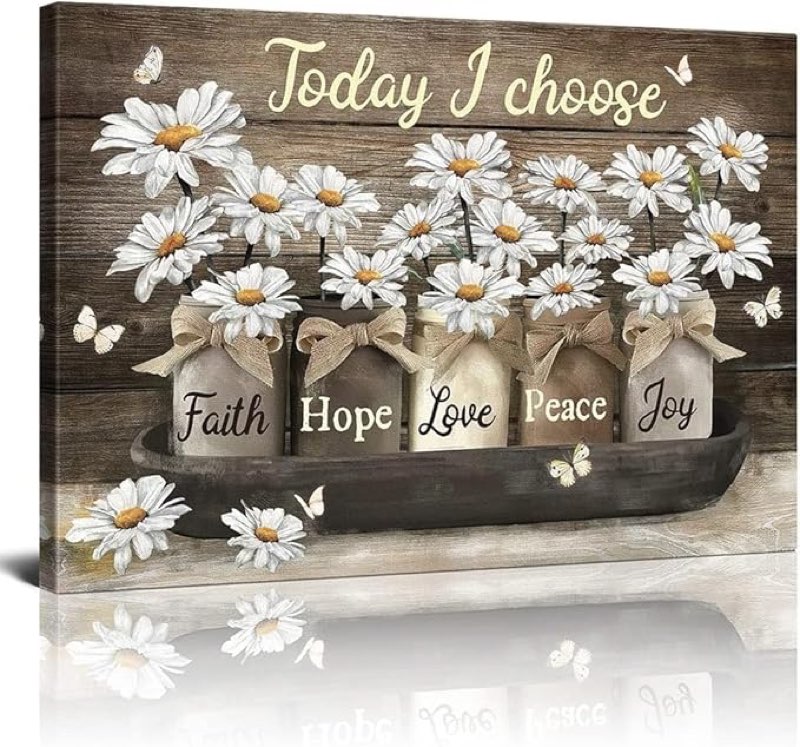 rustic wall art daisy butterfly canvas prints flowers country wall art inspirational picture for liv