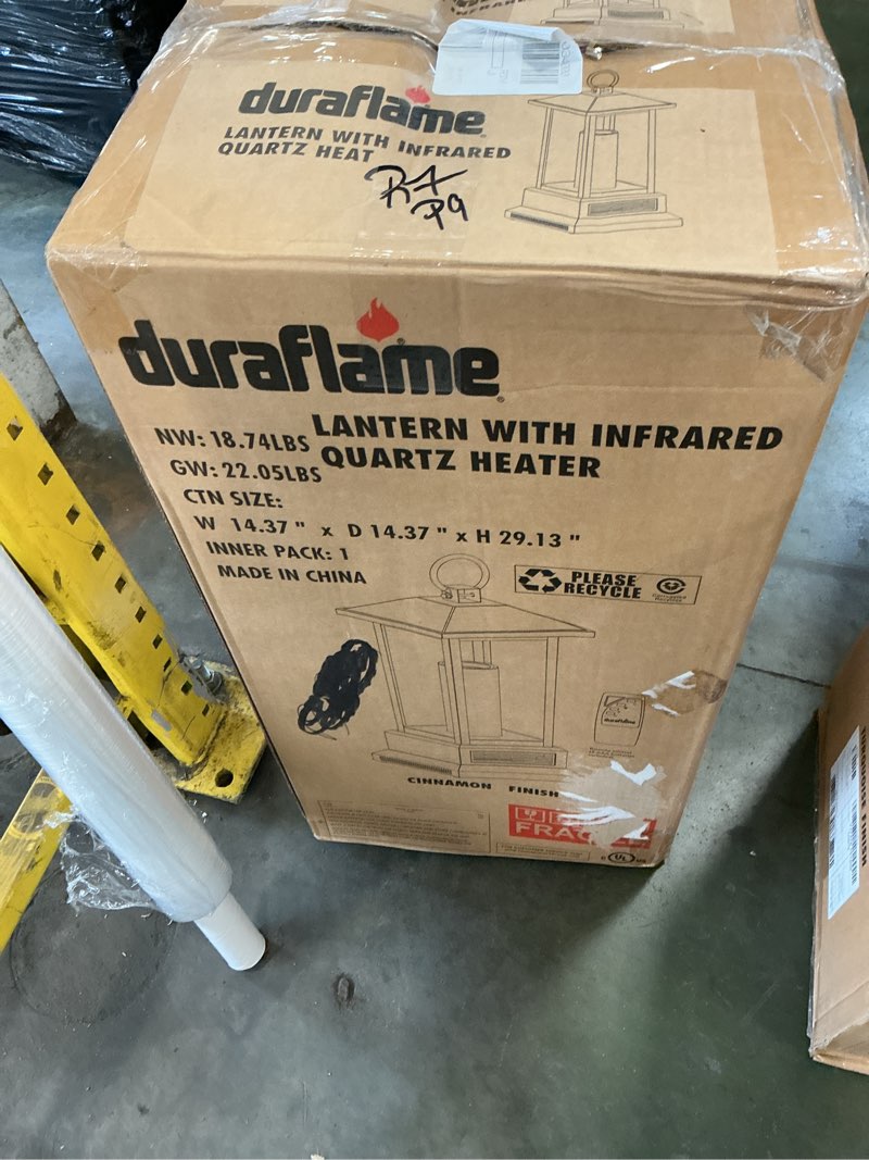 Condition photo showing New/Like New for Duraflame cinnamon finish lantern