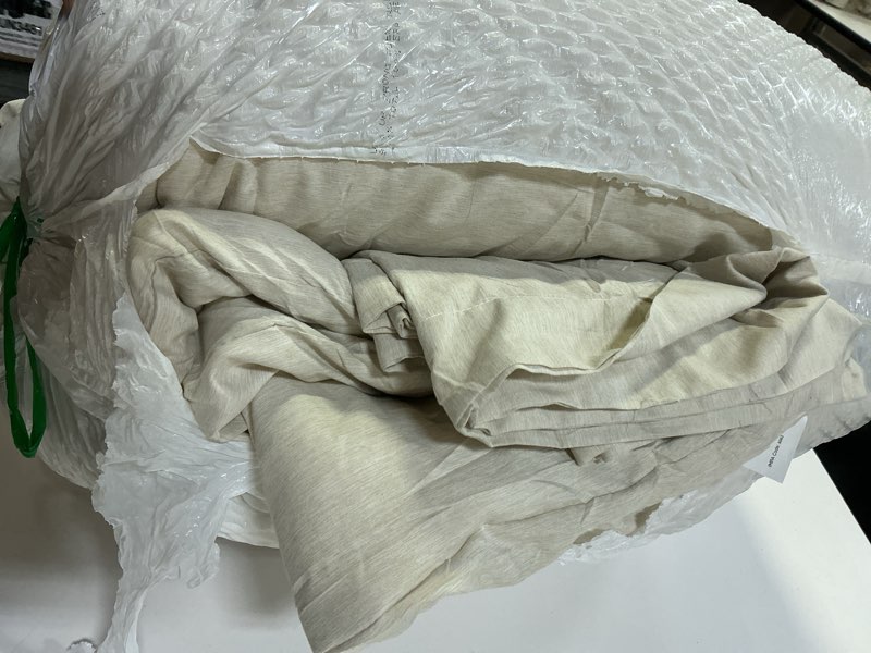 Condition photo showing As Is for CozyLux Beige King Size Comforter Set, 3 Pieces Solid Breathable Quilted Style Bedding Sets, Luxury Fluffy Soft Bed Set with Down Alternative Comforter for All Season (1 Comforter & 2 Pillowcases)
