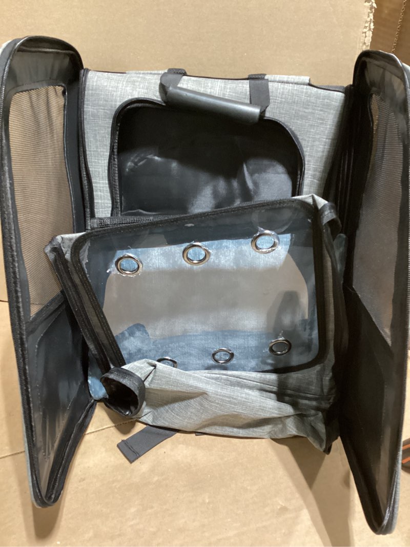 Condition photo showing Good Condition for Extra Large Pet Carrier Backpack Cats Under 30 Lbs, for Dogs Puppies Rabbits Other Animals Under 25 Lbs, Ventilated Design, Great for Travel/Hiking/Outdoor Use Backpack Only Grey