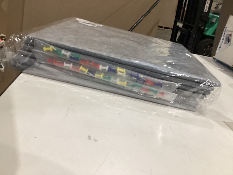 Condition photo showing New/Like New for Large Cork Board for Wall 6 Pack, Bulletin Board 36" X 24", Felt Board Wall Tiles with 72 Damage-Free Removable Pads & Push Pins, Alternative Pin Board Cork Board for Office Home, Dark Grey Dark Grey 6PCS Square