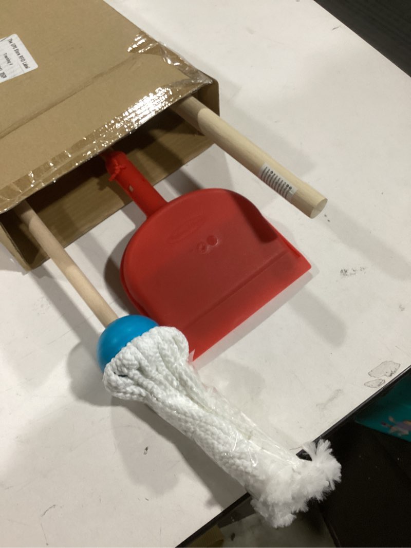 Condition photo showing Good Condition for Melissa & Doug Dust Sweep Mop 6-Piece Pretend Play Set, Toddler Toy Cleaning, Pretend Play Home Cleaning, Kids Broom and Mop Set for Ages 3+ Dust! Sweep! Mop!