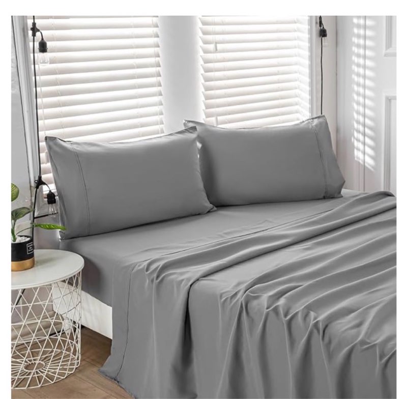 kingnex oversized king flat sheet 132x110 for extra wide king or california king size bed durable soft double brushed 1800 microfiber top sheet only grey