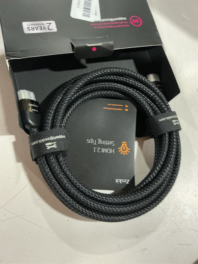 Condition photo showing Good Condition for zeskit certified 2.1 8k hdmi cable 48gbps 4k120hz compatible with soundbar earc hdr10 vrr dolby vision atmos hdcp 2.2 & 2.3 gaming ps5 xbox series x apple tv roku monitor (ultra high speed maya 10ft) 10 ft