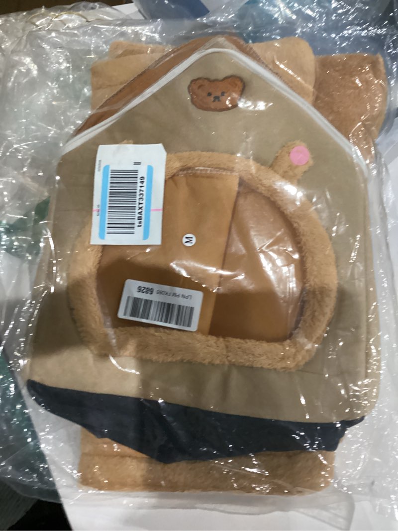 Condition photo showing As Is for Cat Bed Cave, Cute Bear Shape Cat Beds for Indoor Cats, Pet House Cats Tent with Removable Cushion Pillow for Kittens Puppy Small Dogs (Brown-M, 18 * 14.6 * 15.7in) Brown-M 18*14.6*15.7in