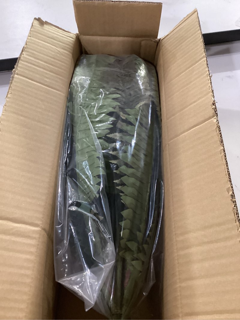 Condition photo showing New/Like New for 49” artificial ferns for outdoors planter, 128 leaves per fern, set of 2, large lush fake boston ferns hanging plants, uv resistant faux greenery for porch patio garden home decor indoor outdoor 1 large ferns 128 blades 2 pack