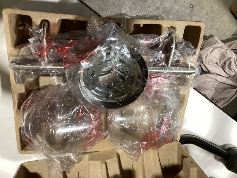 Condition photo showing As Is for allen + roth merritt 14.75-in 2 light brushed nickel modern/contemporary bathroom vanity light