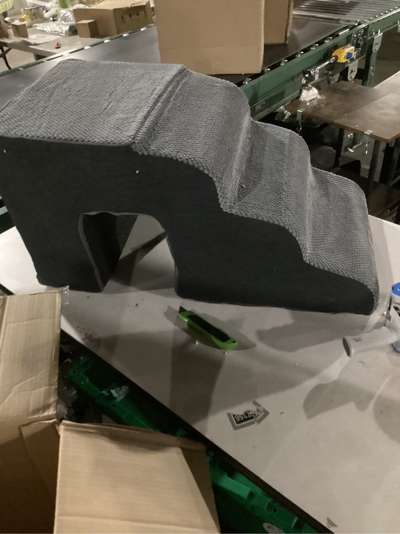 Condition photo showing Good Condition for Dog Ramp for Large Dogs - 5 Steps 24" H Pet Stairs for High Bed with Tunnel 2 in 1 with Zippers Suitable, Indoor Cat Ladders with Non-Slip Bottom, Black 5-Steps Curved Black Fleece