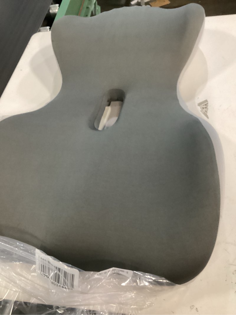 Condition photo showing As Is for hwqsad 2026 posture and seat cushion with lumbar support, car seat cushion, for car & office, memory foam l-shaped integrated seat cushion, non slip breathable, no flattening (light gray)