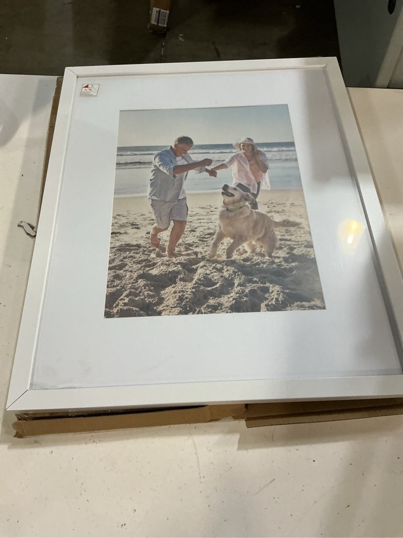 Condition photo showing Good Condition for decoruhome 16x20 picture frame, display pictures 11x14 with mat or 16x20 without mat, wall hanging poster frame, white, 1 pack white 16x20