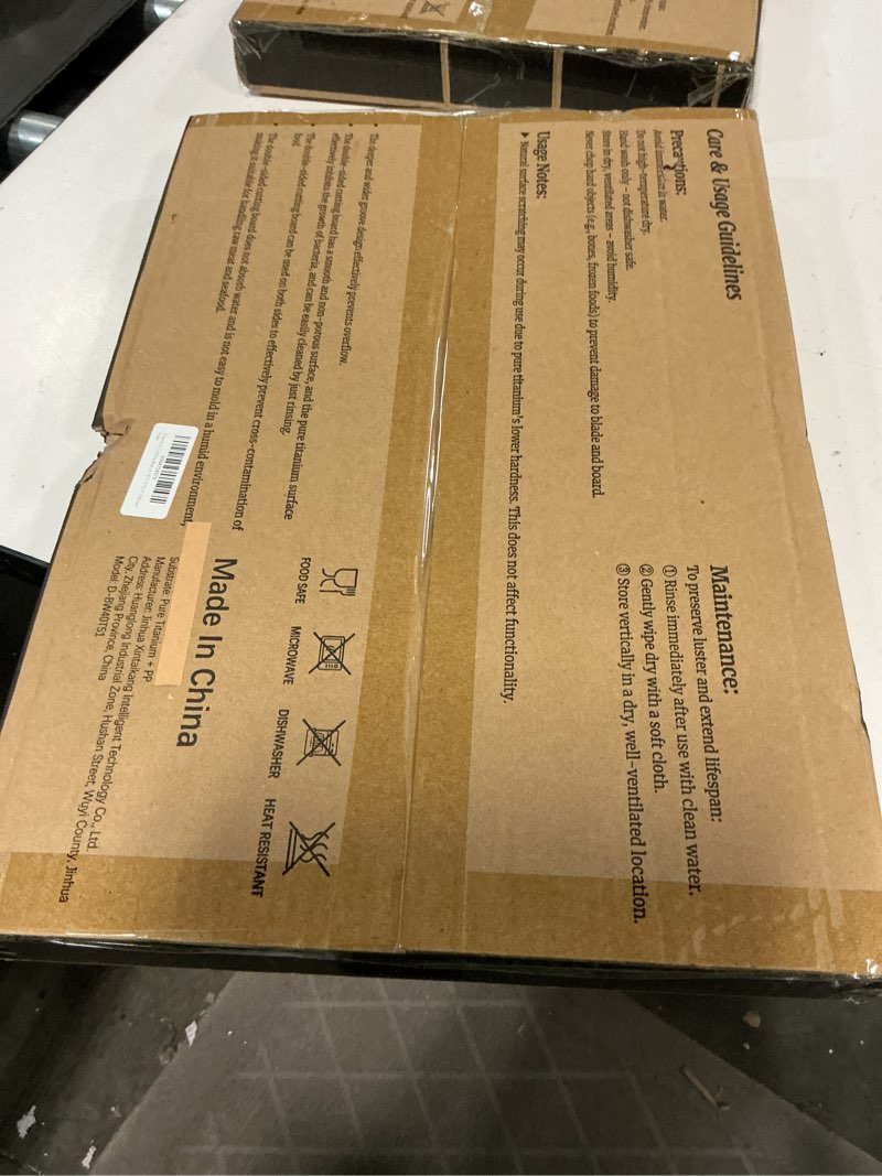 Condition photo showing New/Like New for Titanium Cutting Board for Kitchen, Cutting Boards Non Toxic Double Sided Metal Pure Titanium and Wheat Straw PP Chopping Board Food Grade Easy to Clean Large Size 16\"*10\"*0.9\"(Yellow)