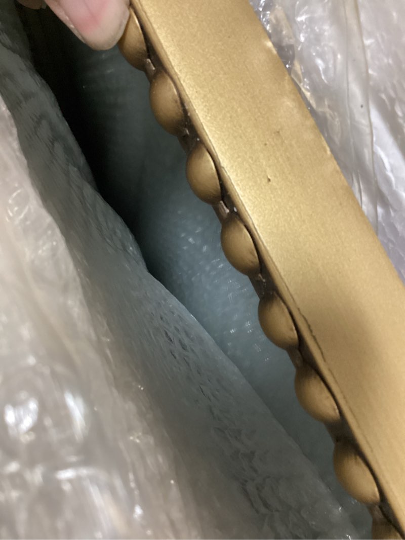 Condition photo showing Good Condition for Wall Mirror for Bathroom - 24"x36" Rectangle Rounded Corner Beaded Frame Mirror, Large Vanity Mirror Hangs Horizontal or Vertical, Antique Gold 36"L x 24"W Gold Rectangle