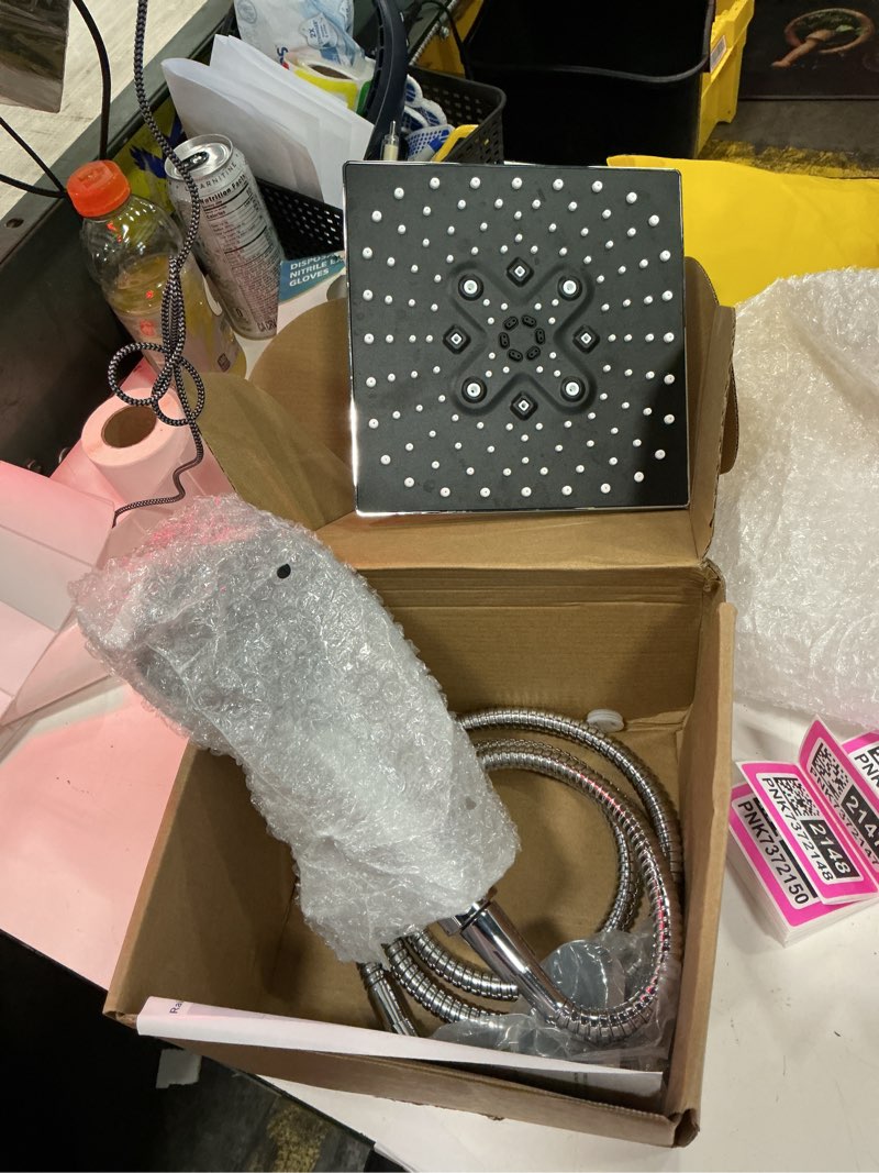 Condition photo showing Good Condition for veken high pressure rain shower head with multi-functions, square rainfall shower heads with 5-mode handheld spray combo, detachable hand held showerhead with hose, double regaderas para, chrome modern chrome