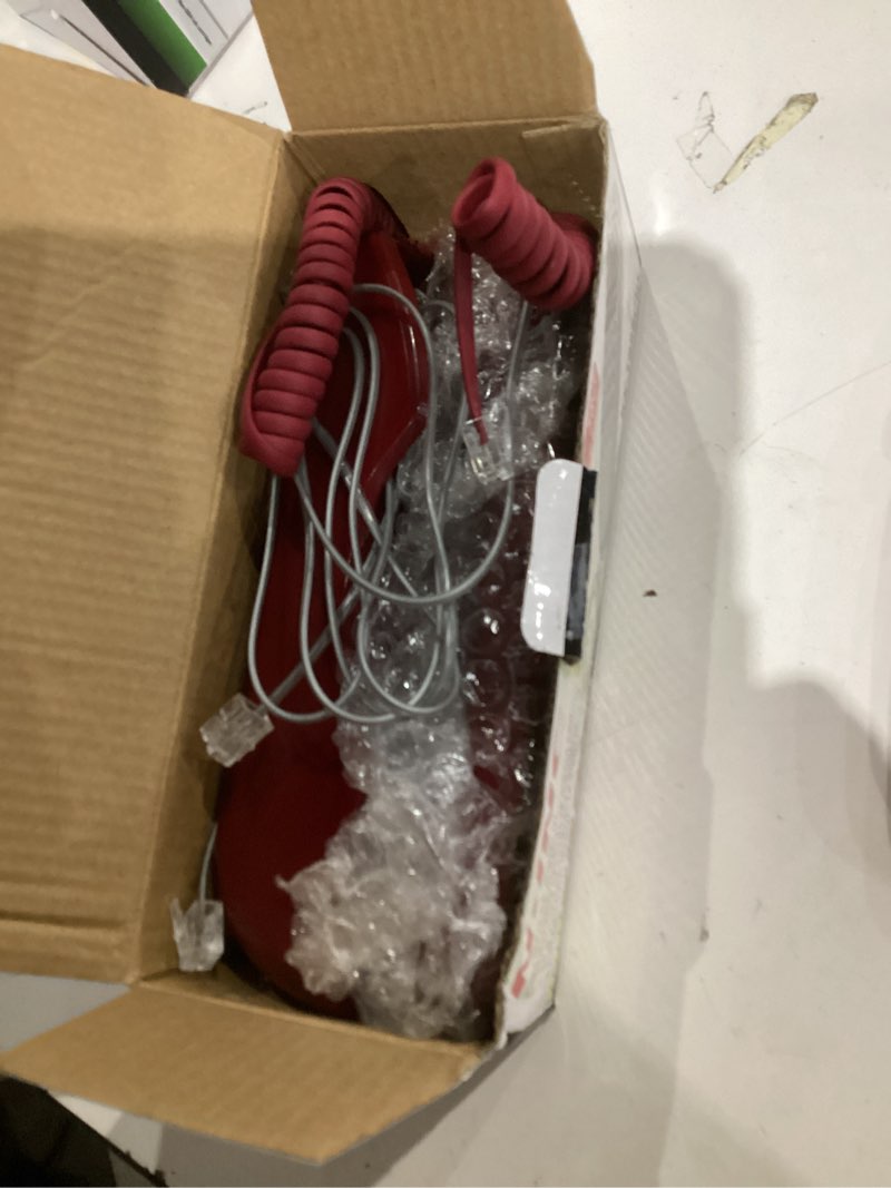 Condition photo showing Good Condition for Caller ID Support Wall Corded Telephone, 16 Digit Display Screen, Oval Keys Wall Mounted Corded Phone, Red ABS Material Phone for Office