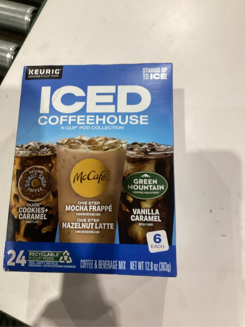 Condition photo showing New/Like New for The Original Donut Shop® K-Cup Iced Duos Cookies and Caramel Coffee - Compatible with Keurig Brewer - Medium - 24 / Box