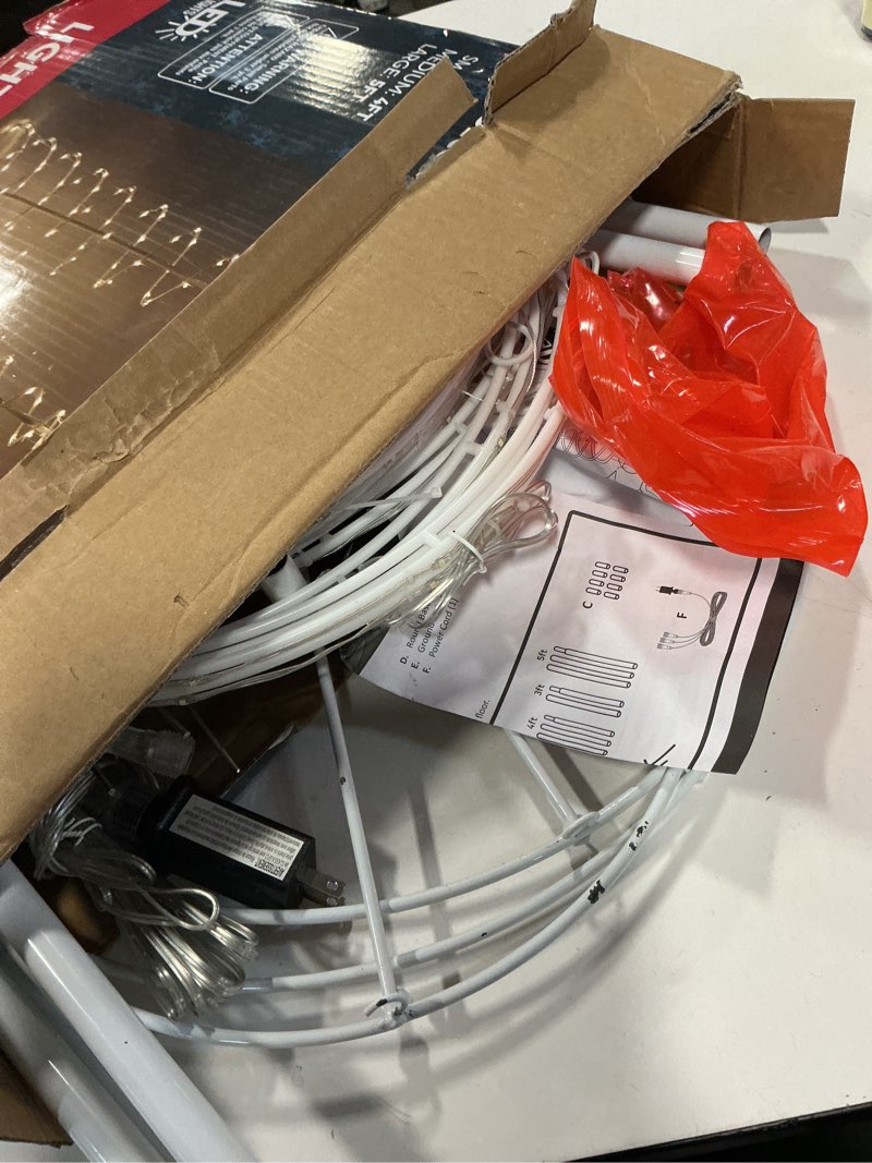 Condition photo showing As Is for JOIEDOMI 3 Pack Spiral Christmas Tree Lights, 218 LED Outdoor Lighted Tree with Star Topper & Stakes, Christmas Decorations for Yard Porch Patio Garden Holiday Xmas Eve Night Décor, Warm White