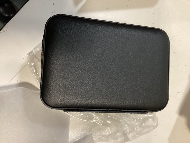 Condition photo showing As Is for rothwell 2 watch travel case for men | compact pu leather protective box with microsuede interior | fits watches & smartwatches up to 55mm (black/grey) black / grey
