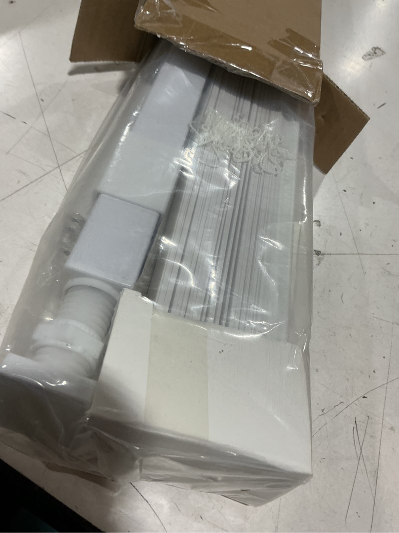 Condition photo showing New/Like New for lazblinds no tools no drill 1" vinyl mini blinds, cordless blinds for windows, light filtering horizontal window blinds & shades, 26" w x 64" h, white cordless-white 26" w x 64" h