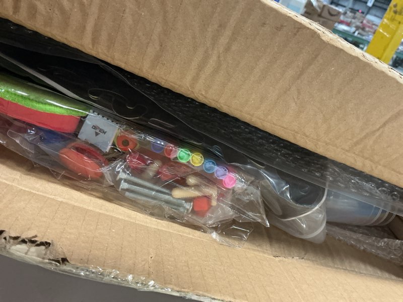 Condition photo showing Good Condition for 3-in-1 Adjustable Kids Art Easel,Toddler Easel with Magnetic Whiteboard, Chalkboard & Paper Roll, Dual-Sided, Wooden Art Station with 100+ Accessories for Toddlers & Kids 3-8