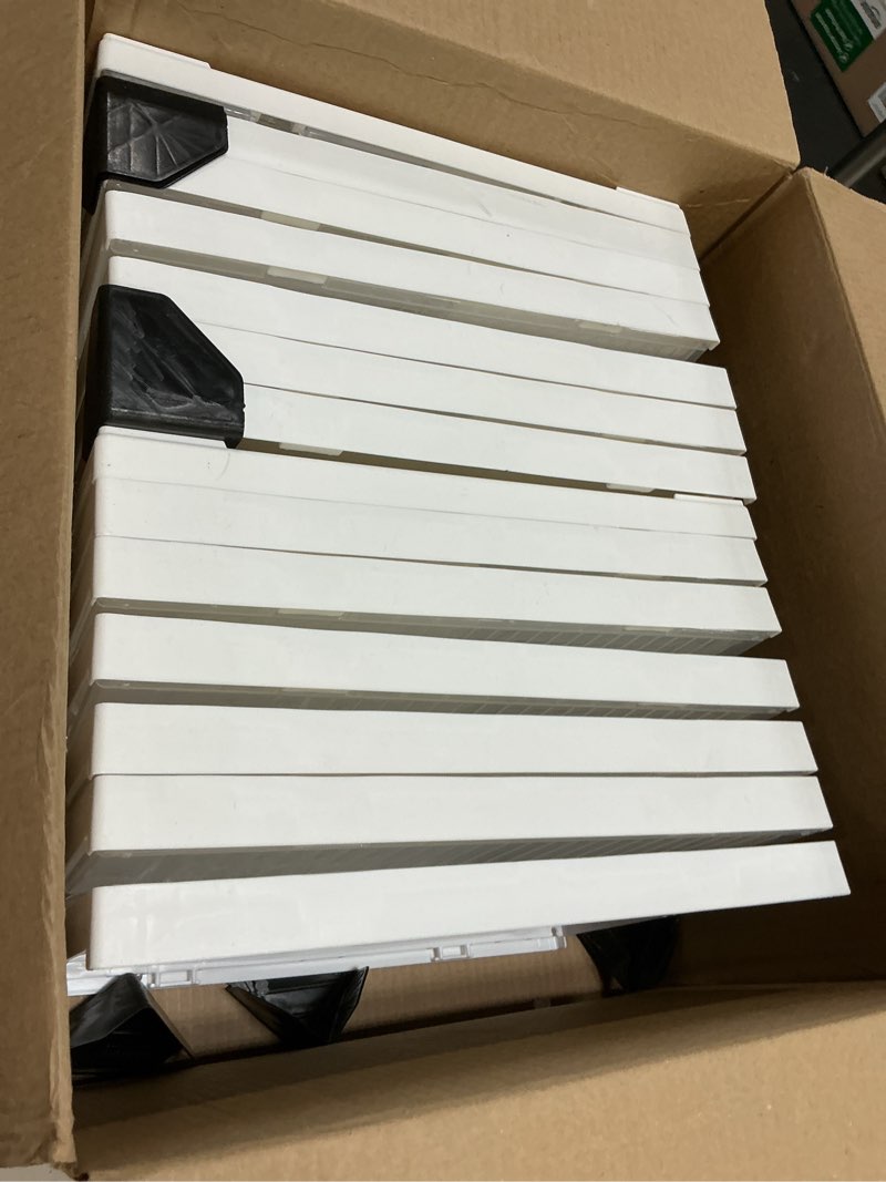 Condition photo showing Good Condition for Thickened Clear Shoe Storage Organizer with Magnetic Door, Sturdy Stackable Shoe Boxes for Closet, Collapsible Space-Saving Shoe Rack for Sneakers & Boots, Plastic Shoe Cabinet Box Set, 6 Pack, White White 6 pcs