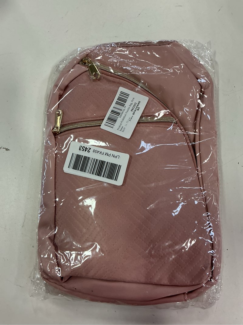 Condition photo showing New/Like New for Women's Pickleball Bag - Sling Paddle Bag with Patent Design Pink