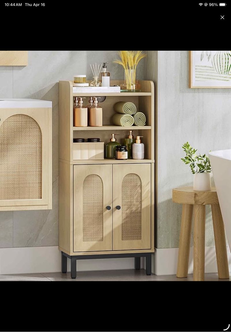 hzuaneri bathroom storage cabinet, small floor cabinet with 2 doors and shelves, toilet paper cabinets, bathroom organizer with adjustable shelf, for small spaces, yellow, 7.1 inches deep x 14.6 inches wide x 32.7 inches high