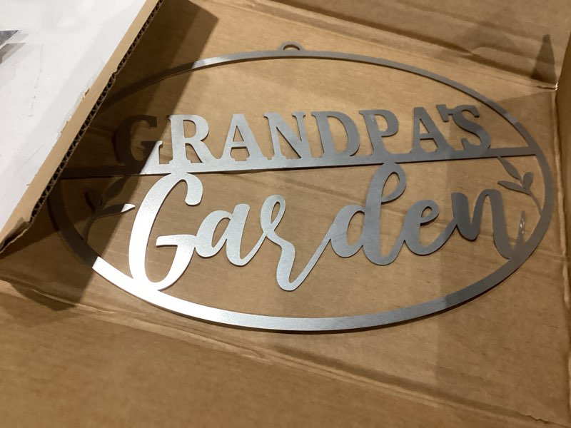 Condition photo showing New/Like New for garden oval for him (grandpa's) -yard signs decorative outdoor -garden gifts for men -outdoor plaque -gifts for gardeners men -fathers day yard sign -gardening signs grandpa's garden oval