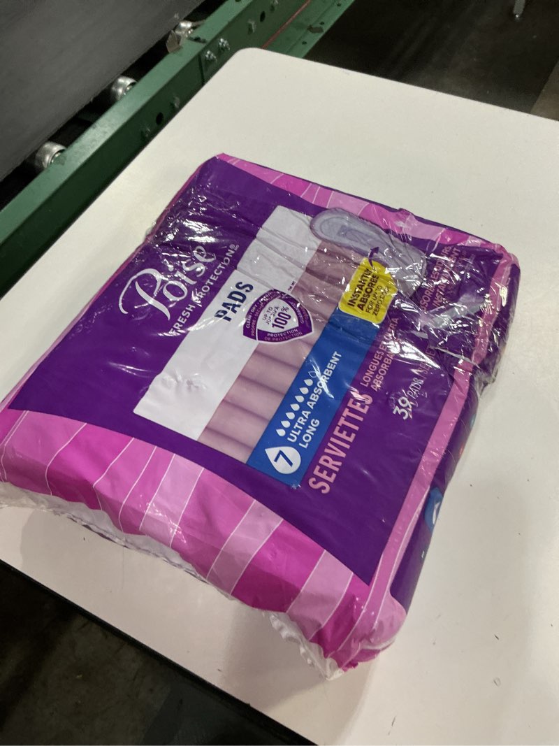 Condition photo showing Good Condition for poise incontinence & postpartum pads for bladder leaks, 7 drop ultra absorbency, long length, 39 count, packaging may vary long 39