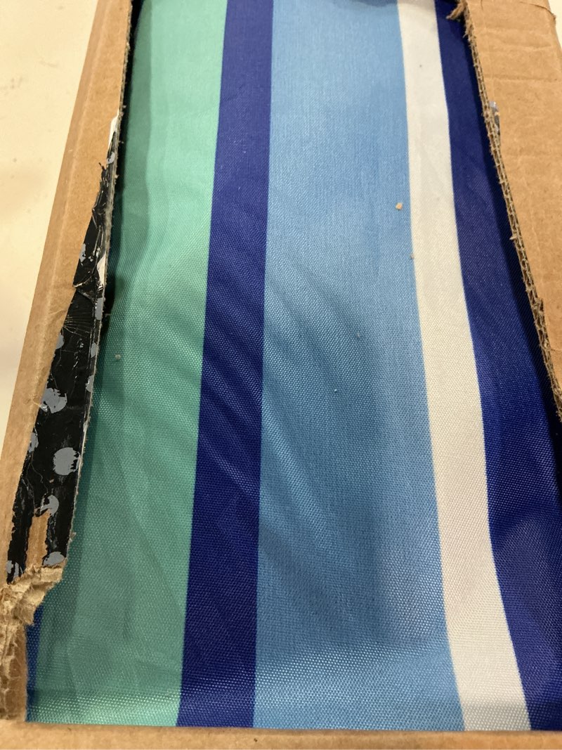 Condition photo showing Good Condition for homedemo 7ft beach umbrella with table & anchor, heavy duty windproof with upf 50+ sun protection, outdoor umbrellas with adjustable aluminum pole light and dark blue-white stripes 7ft -table-curtain