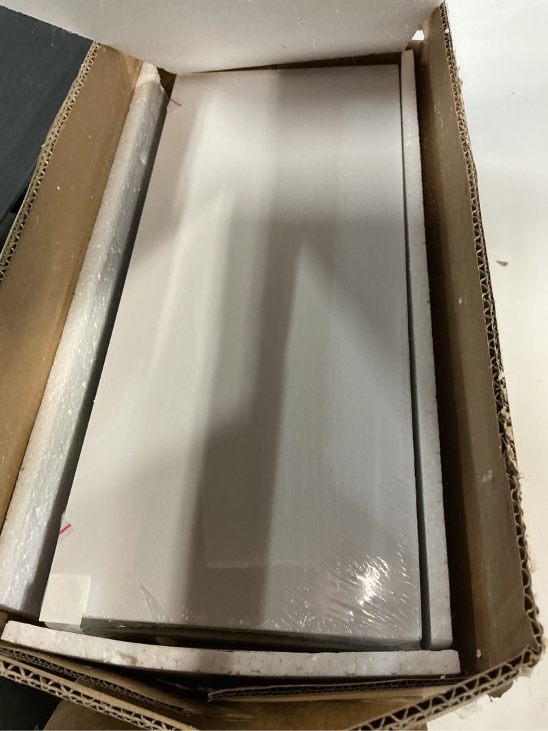 Condition photo showing New/Like New for White Floating Shelves for Wall Set of 3, 16" White Shelves for Home Decor, Frame Display Wall Mounted Floating Shelf for Living Room, Bedroom, Bathroom, Kitchen 16 Inch White