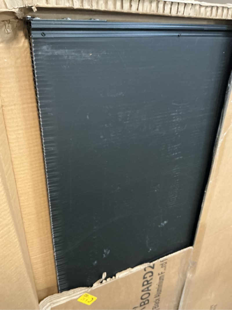 Condition photo showing As Is for board2by extra large cork bulletin board 60" x 48", foldable notice pin board for wall, black aluminum framed 5'x4' corkboard, wall mounted noticeboard with 36 push pins for school, home & office
