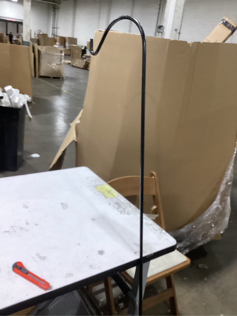 Condition photo showing As Is for (similar to )excmark shepherd hook adjustable height 32/24/16’’ 1/2 inch thick use at weddings, hanging solar lights, lanterns, bird feeders, metal hanger hook (black,32inch). u.s. patent. 32 inch black