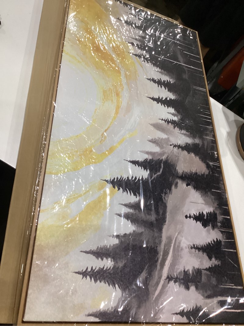 Condition photo showing New/Like New for cao gen decor art s06375 wall art canvas painting yellow tree in black and white sunshine foggy forest picture poster print framed ready to hang for living room bedroom office home decor 30.00\" x 60.00\" yellow, similar to stock photo