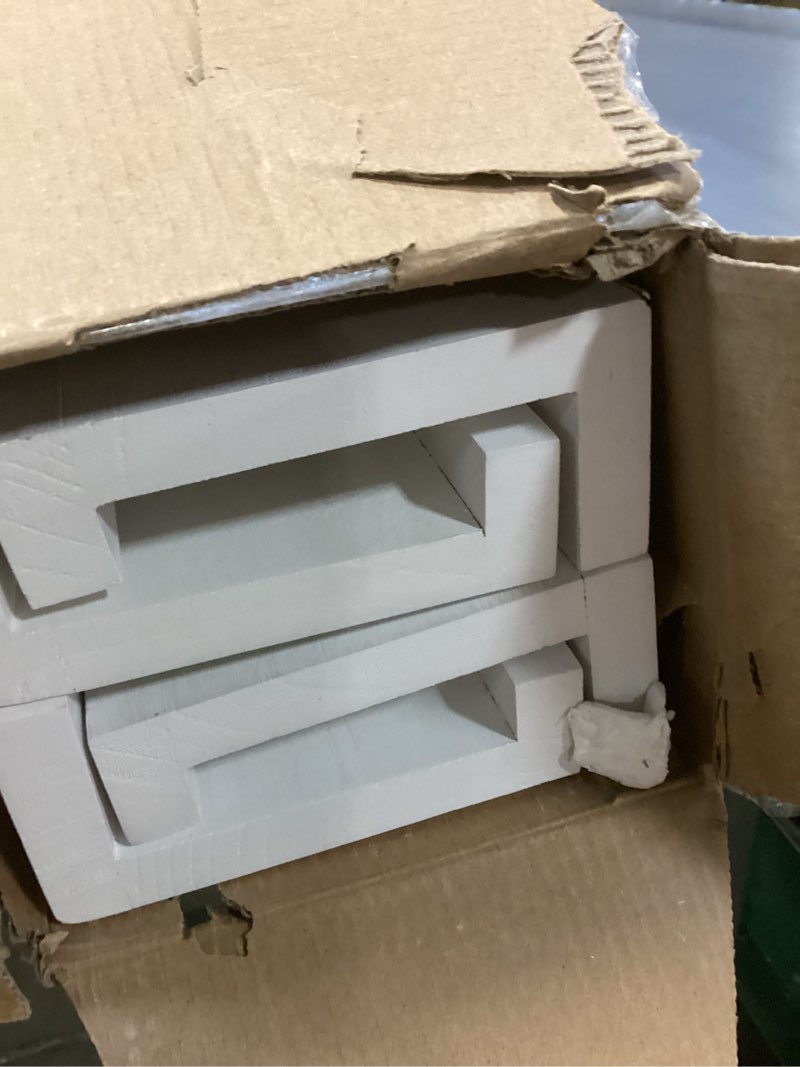 Condition photo showing Good Condition for Forbena 48 Inch Floating Shelves for Wall Set of 4, Large White Picture Ledge Shelf for Living Room Photo Frames, Extra Long Wood Wall Shelves with Lip for Bedroom Hallway Office Nursery Kids Books 48 Inch White