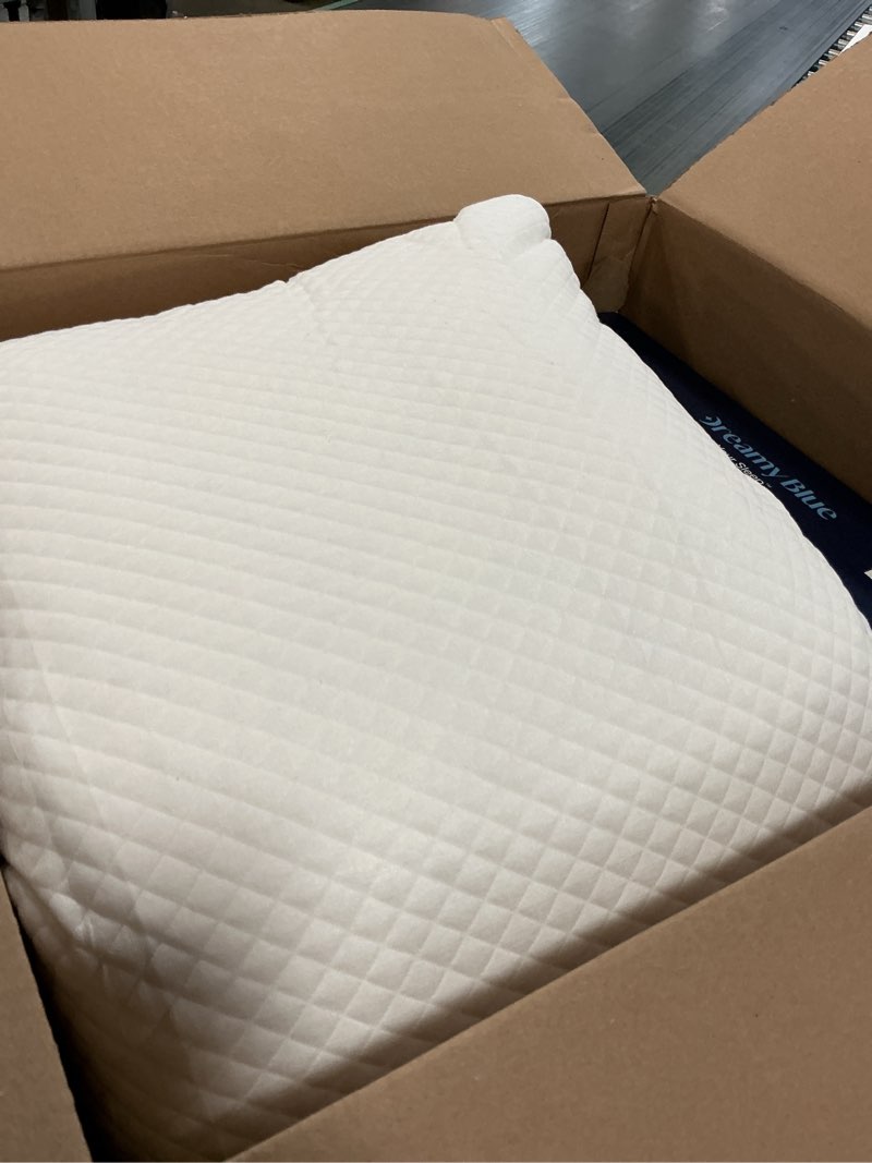 Condition photo showing As Is for dreamyblue signature pillow w/adjustable loft shredded memory foam fill  neutral alignment for si
