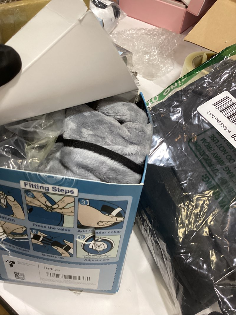 Condition photo showing Good Condition for BARKLESS Dog Cone, Inflatable Dog Cone After Surgery for Large Breeds, Soft Surgery Collar with Enhanced Anti-Licking Guard Shield for Pets, Patented Protective Donut Collar Grey L (Neck: 14"-18")