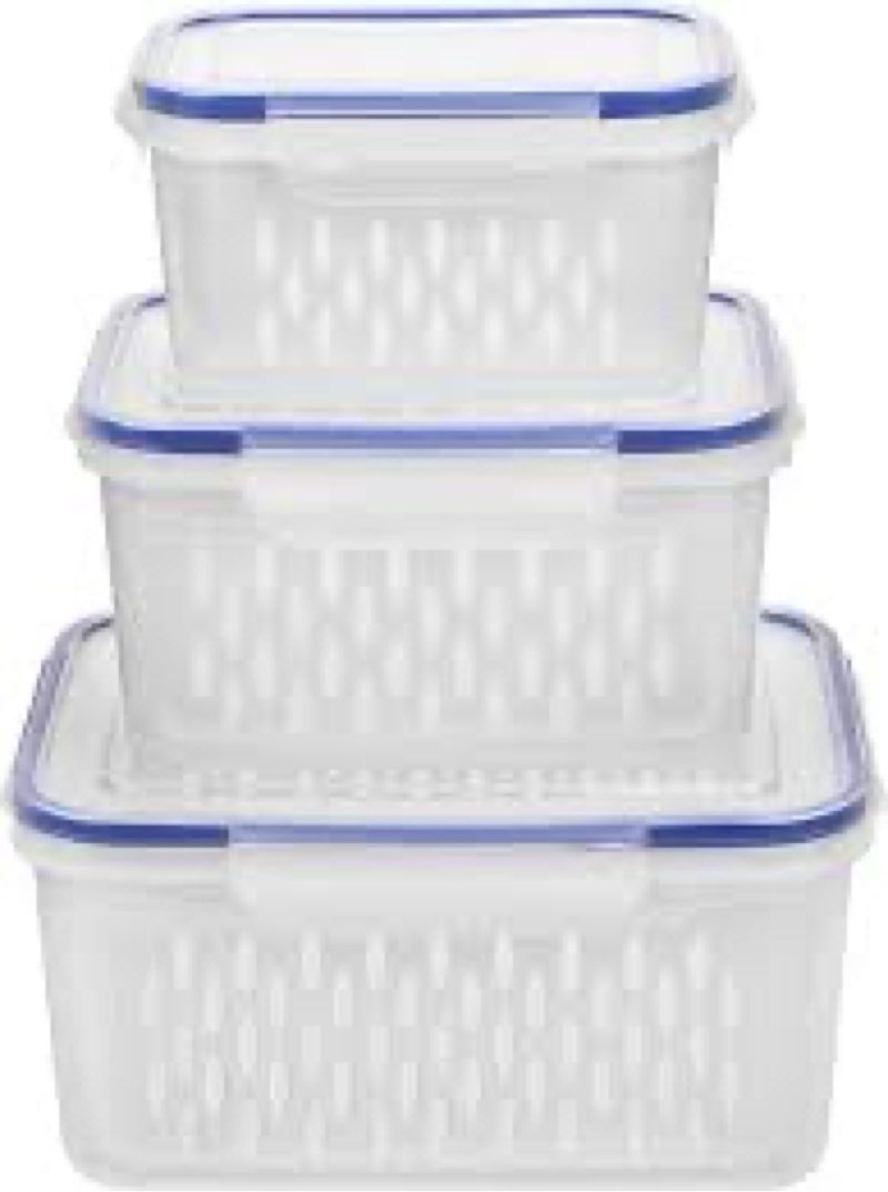6 PCS Fruit Storage Containers for Fridge with Removable Colanders, Airtight Food Storage Container 