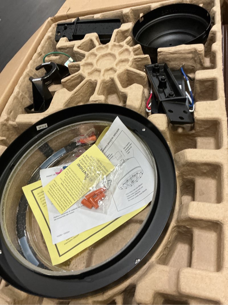 Condition photo showing Good Condition for harbor breeze summersville 52-in textured black with driftwood/auburn blades led indoor/outdoor ceiling fan with light and remote (5-blade)