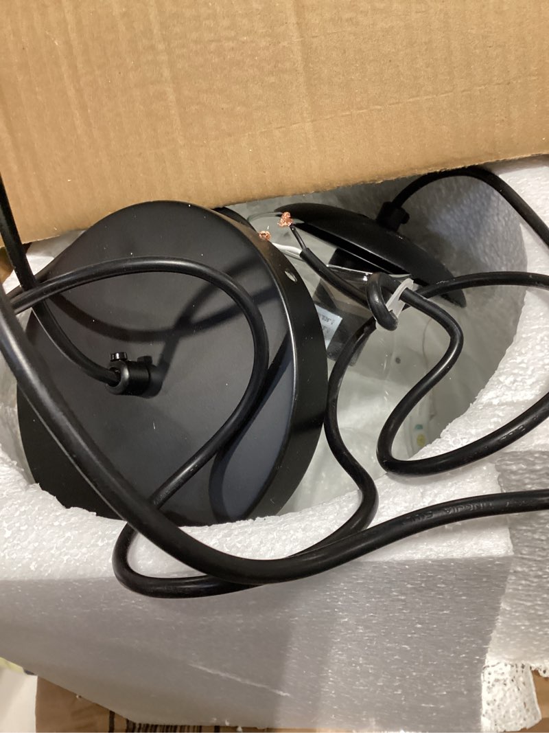 Condition photo showing Good Condition for KoKo&Yukina 10" Globe Pendant Light Black Mid Century Pendant Light Mid Century Adjustable Hanging Light Fixture Matte Black Finished with Clear Glass Lampshade for Dining Room Bedroom Kitchen Island Clear & Black 10 inch