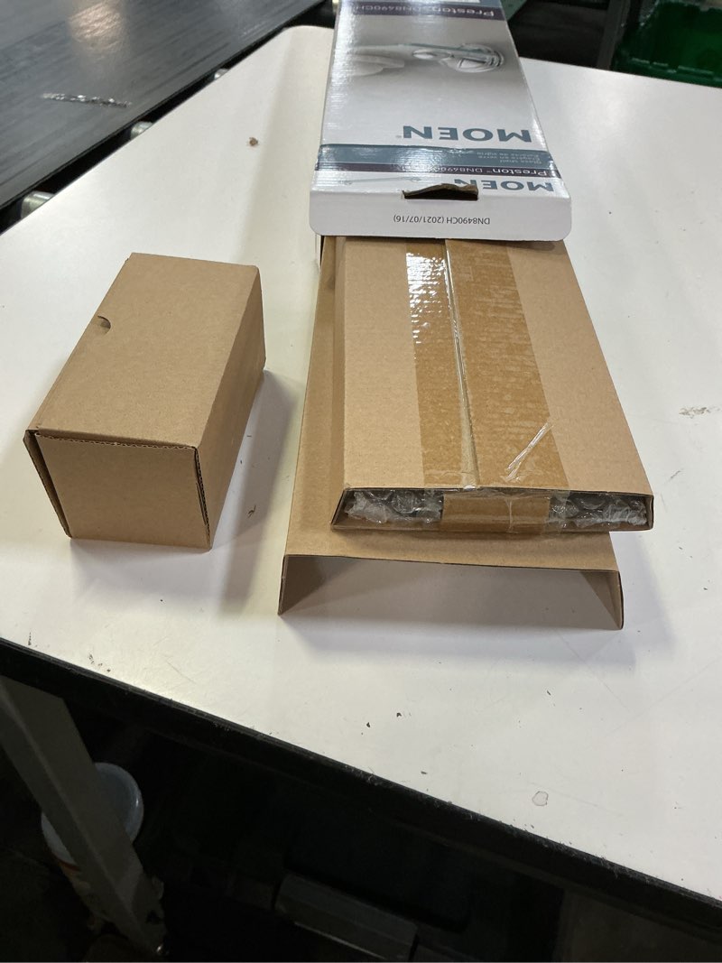 Condition photo showing New/Like New for moen dn8490ch preston collection 19.5-inch wide x 4-inch deep decorative glass bathroom vanity shelf, chrome