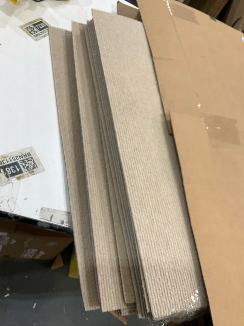 Condition photo showing As Is for Self Adhesive Carpet Tile 20 Pcs 24" x 24" Peel and Stick Carpet Floor Tiles Non-Slip Carpet Squares Tiles DIY Installation for Living Room Bedroom 20 PACK 24inx24in Khaki