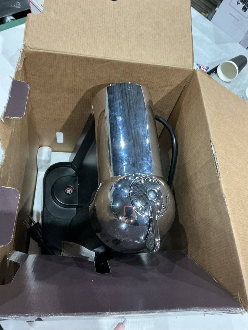 Condition photo showing As Is for nespresso vertuo coffee and espresso maker by breville, chrome machine chrome