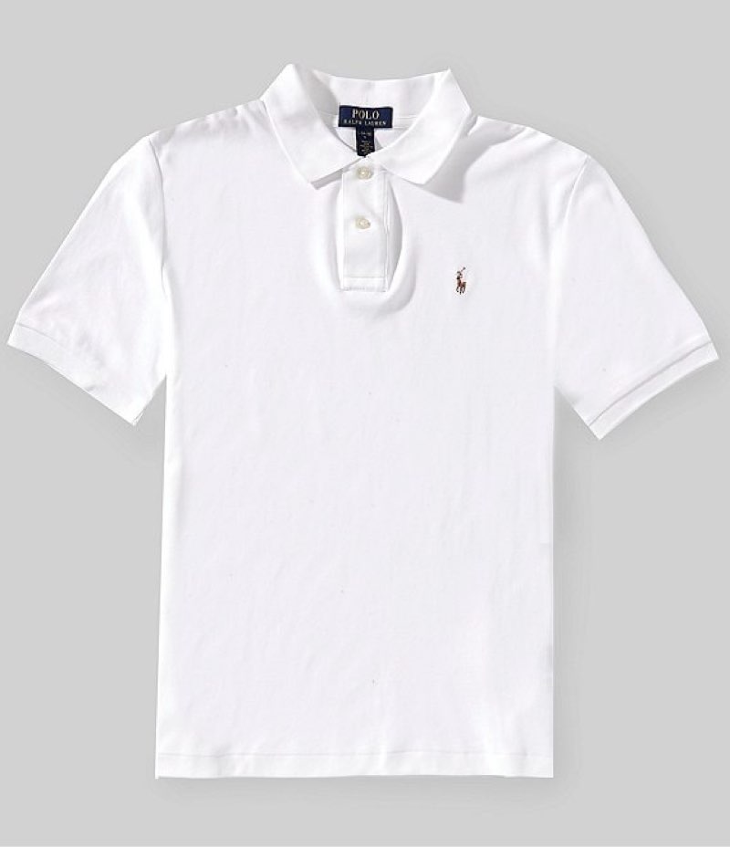 size 3 polo ralph lauren boys' soft cotton polo shirt…white