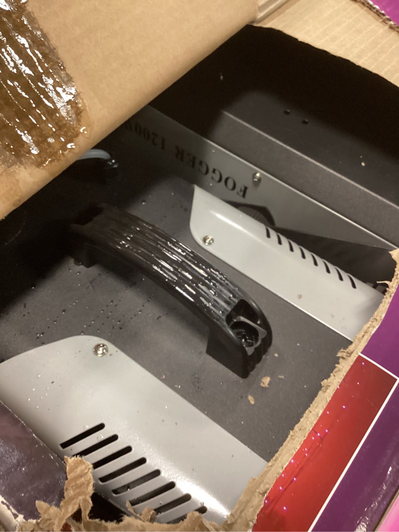 Condition photo showing As Is for 1200W Fog Machine Outdoor Indoor, 6000CFM Smoke Machine with LED Lights, Fog Machine Halloween with Wireless Remote & Auto, Fogger Machine for Wedding Party Stage Events