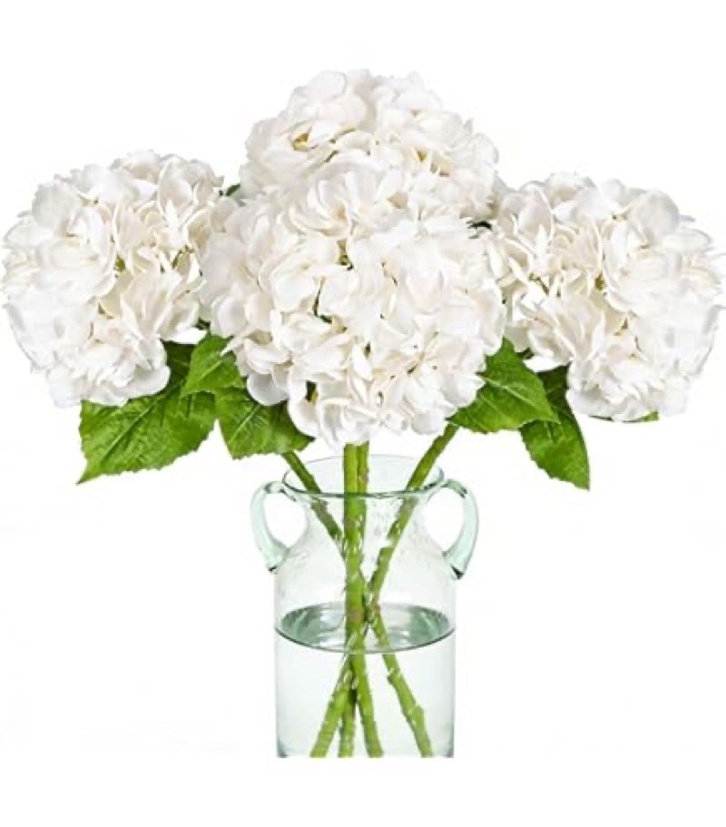 veryhome white hydrangea artificial flowers - 5pcs 22.44in large faux hydrangea flowers, latex real 