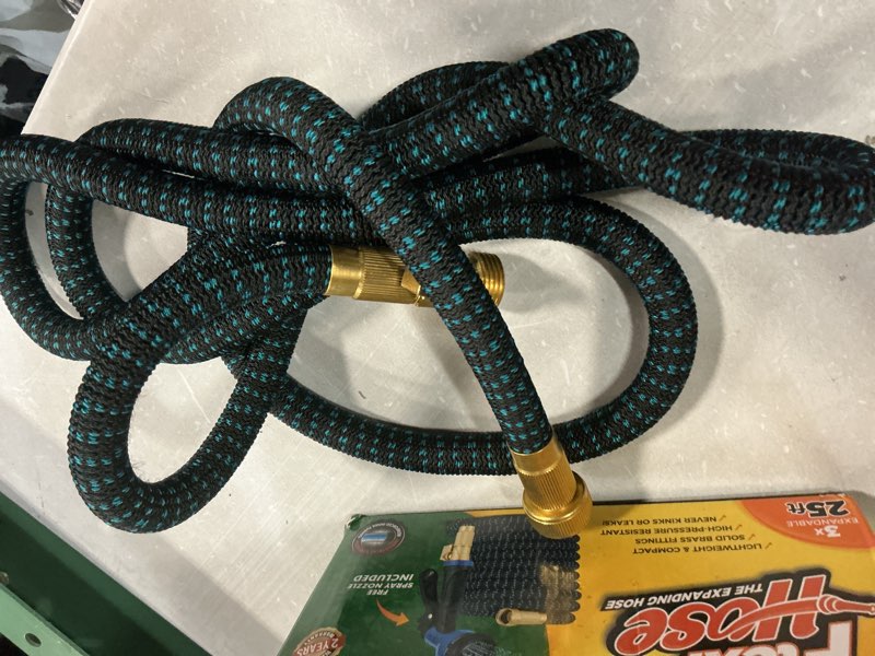 Condition photo showing Good Condition for flexi hose expandable garden hose with 8 function nozzle, 25ft - lightweight retractable garden hose, water hose - no-kink flexibility, 3/4 inch solid brass fittings and double latex core